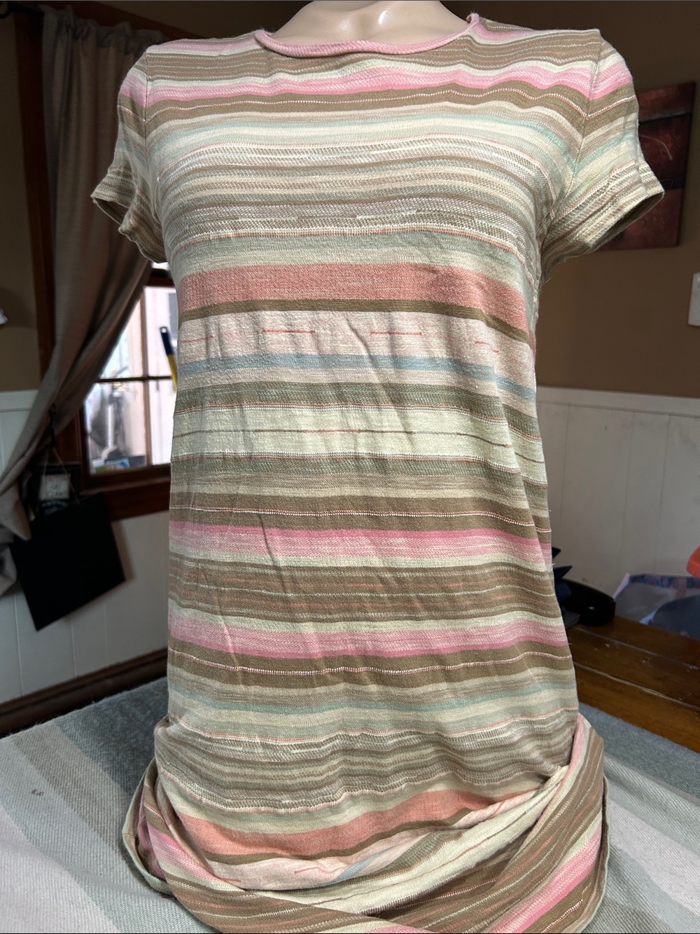 Ralph Lauren Women's Short-Sleeve Striped T Dress - Small- Cotton -